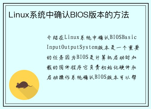 Linux系统中确认BIOS版本的方法